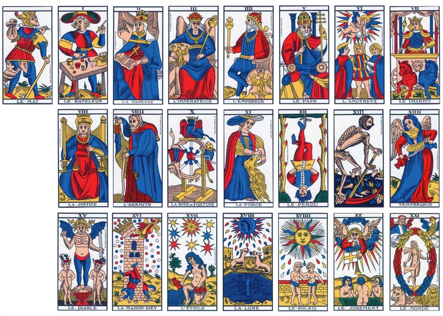 Arcanes majeurs du Tarot de Marseille pour une séance de tarologie